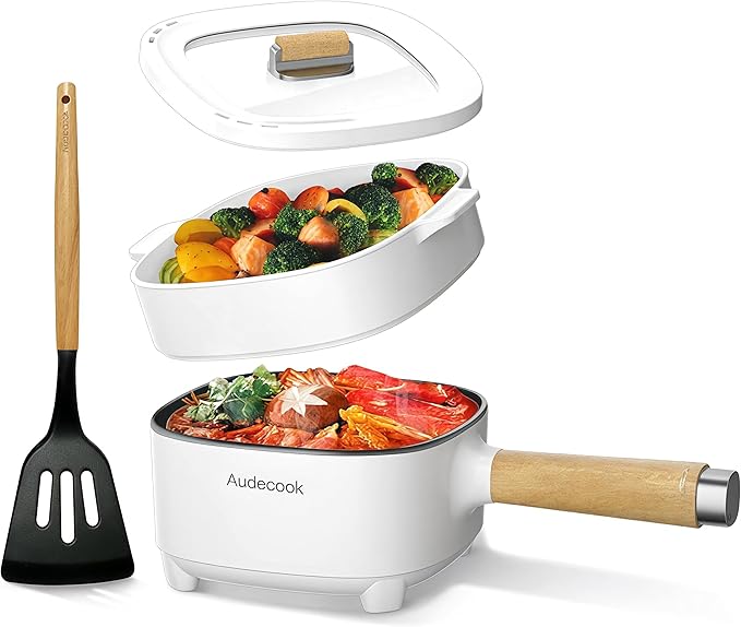 Audecook Hot Pot Electric 2L, Cermic Glaze Non-Stick Frying Pan 8 Inch by Audecook