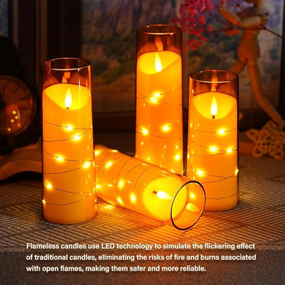Flameless Candles with Embedded Star String, Battery Operated LED Pillar - Image 4