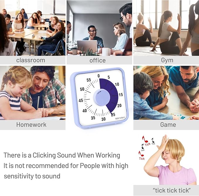Secura 7.5 Inch Visual Timer, 60 Minute Oversize Visual Countdown Timer - Image 4