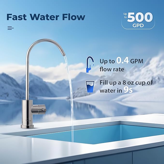 iSpring RO500AK-BN Reverse Osmosis Water Filter, NSF 58 Certified, 500 GPD - Image 8