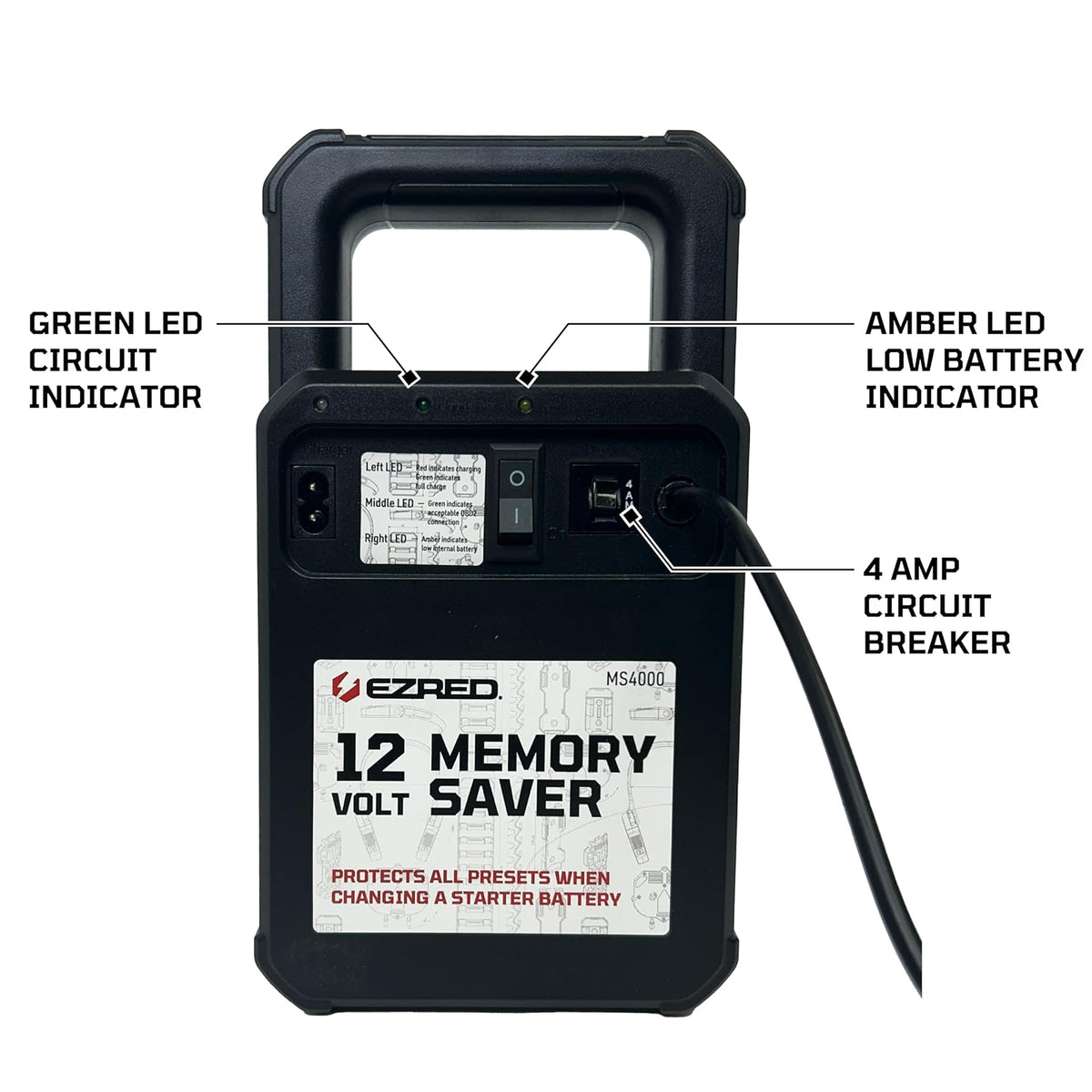 EZRED MS4000 Automotive Memory Saver With Built In Charger , Black
