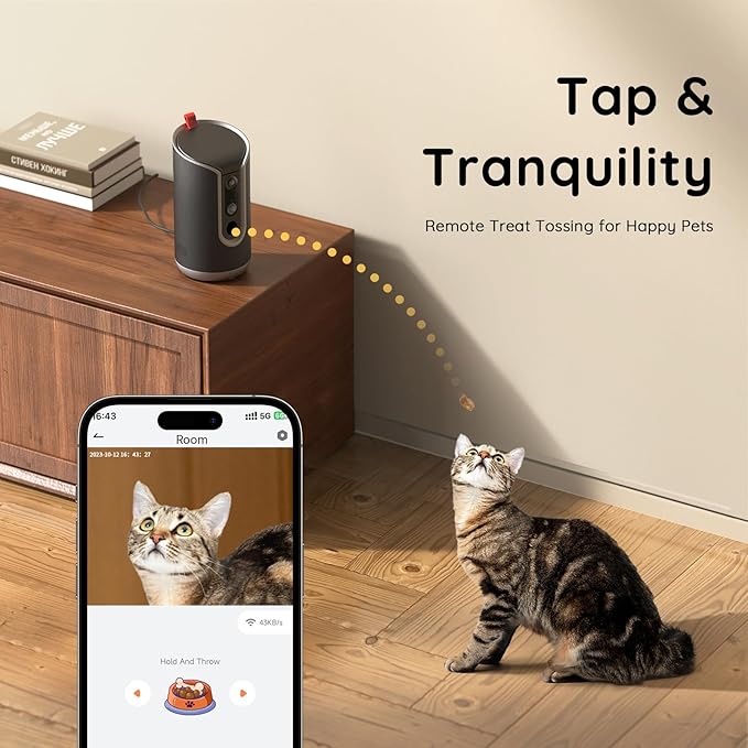 Pet Camera Treat Dispenser, 2K Dog & Cat Cam, Remote Treat Tossing, 360° Auto - Image 3