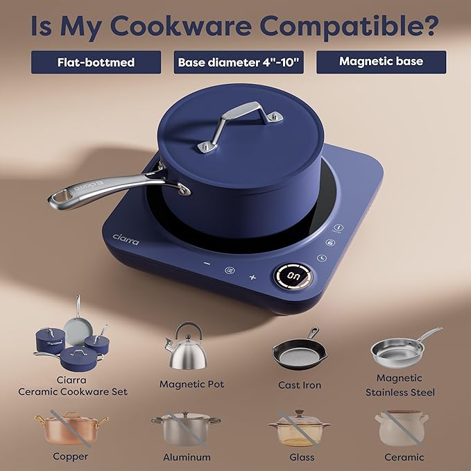 CIARRA CATIH1A-M Portable Induction Cooktop, Slim Single Electric Countertop - Image 6