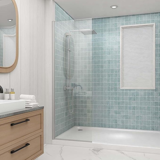 Sunrosa 24"×76" Shower Glass Panel, 8mm Thick Shower Screen, Brushed Nickel by ElevateYourEverydayShower