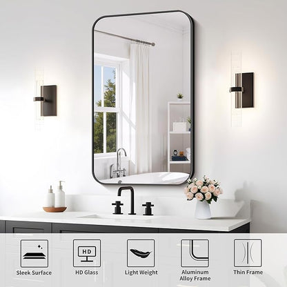 FORBATH Bathroom Mirror for Over Sink 24x40 Inch Black, Rectanglar Wall Mirror - Image 7