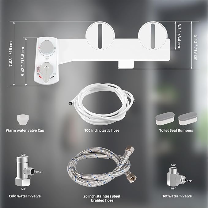 Hibbent Bidet Attachment for Toilet, Hot and Cold Water Spray Non-Electric Dual - Image 6