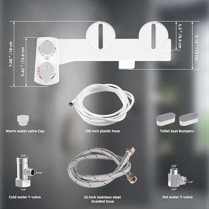 Hibbent Bidet Attachment for Toilet, Hot and Cold Water Spray Non-Electric Dual - Image 6