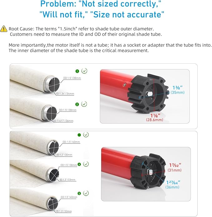 Rollerhouse Rechargeable Wireless Tubular Roller Shade Motor Kit, - Image 4