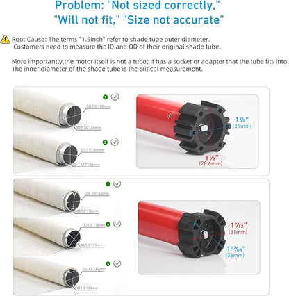 Rollerhouse Rechargeable Wireless Tubular Roller Shade Motor Kit, - Image 4