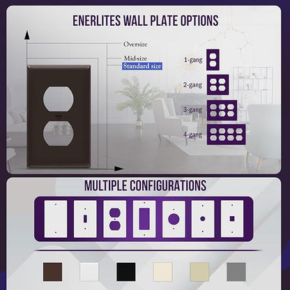 ENERLITES Duplex Receptacle Outlet Wall Plate, Gloss Finish, Size 1-Gang 4.50" - Image 5