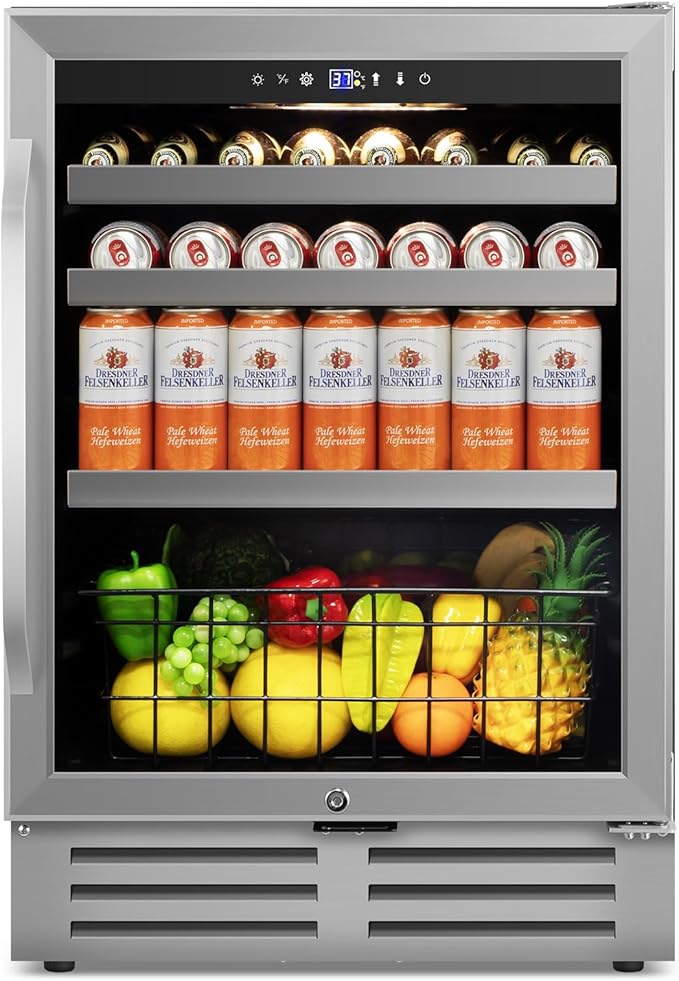 24" Beverage Refrigerator Cooler Under Counter, 180-Can Capacity, 24 Inch Wide by Velivi-SpecialistinFridge