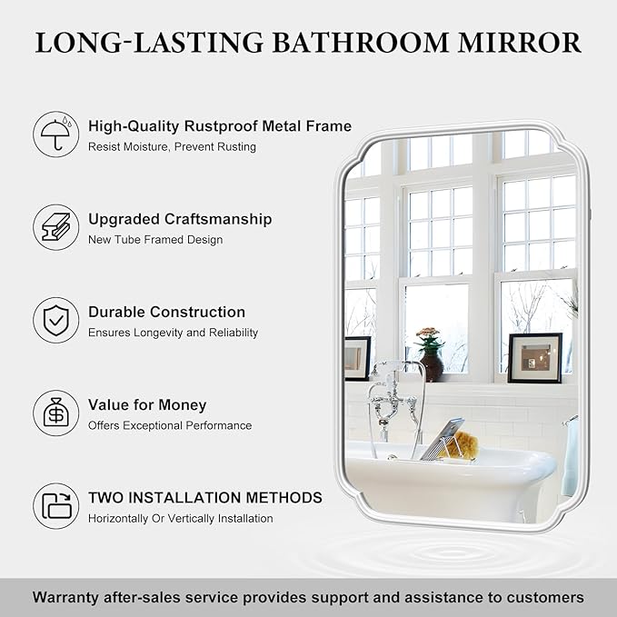 White Bathroom Mirror for Wall 20×30 Inch - Image 6