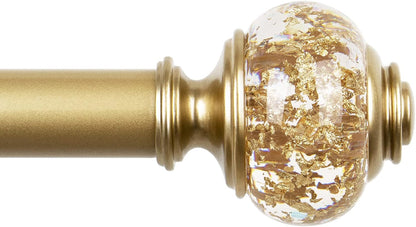 Replacement Finials for Curtain Rods (1 or 7/8 Inch), Luxury Gold | Set of 2, Window Treatment Finials with M6 Screws(1/4 in), Decorative Translucent Gold Foil Design
