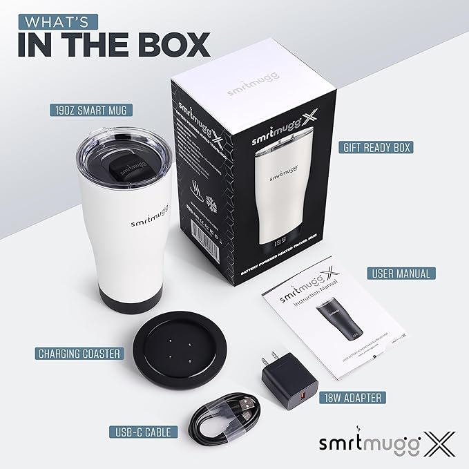 X Heated Coffee Mug 19 oz., 8 Hour Battery Life, Self-Heating, Adjustable Temp - Image 2