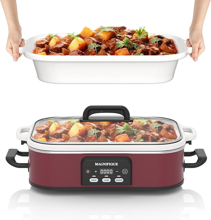Magnifique 4 Quart Casserole Digital Slow Cooker, Premium Ceramic Bakeware - Image 7