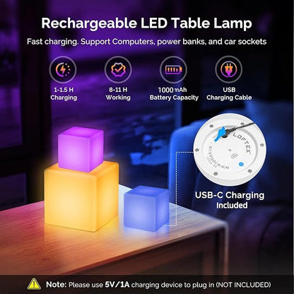 LOFTEK 7-inch LED Cube Night Lights: Rechargeable RGB 16 Colors Changing Light - Image 5