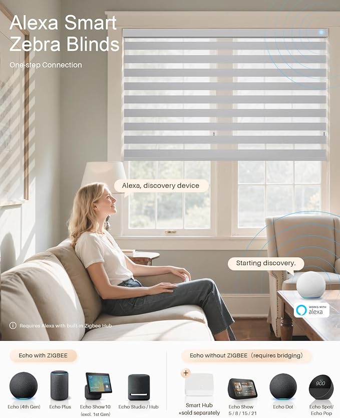 Smart Zebra Blinds for Windows, Alexa Motorized Blinds - Image 2
