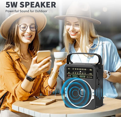 JEUJUG Portable AM FM Radio, FM Radio Built-in Rechargeable Battery/DC D*4 Cell - Image 6