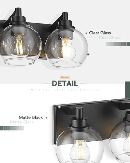 METWET Bathroom Light Fixtures, 6 Light Matte Black Vanity Light, 38 Inch - Image 3