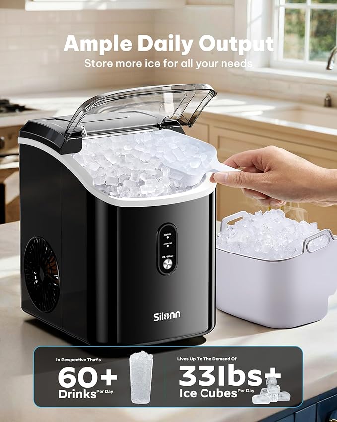 Silonn Nugget Ice Makers Countertop, Chewable Pellet Ice Machine - Image 3