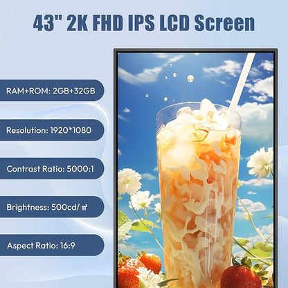 QIXZOCV MWE 43 Inch Mobile Digital Signage Display Touchscreen Kiosk - Image 3