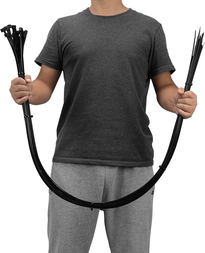 XINGO 60 inch Black Zip Ties Heavy Duty 20 PCS, 200 LBS Ultra Strong Plastic by XINGO