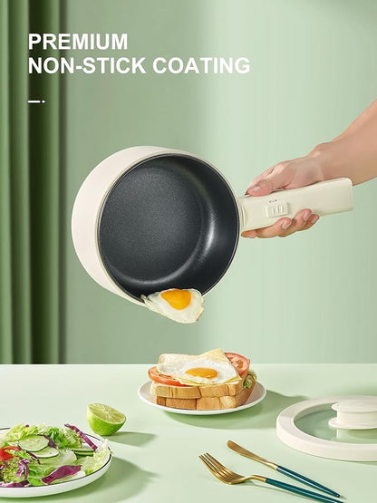 Hot Pot Electric With Steamer, 1.6L Ramen Cooker Non-Stick Sauté Pan - Image 3