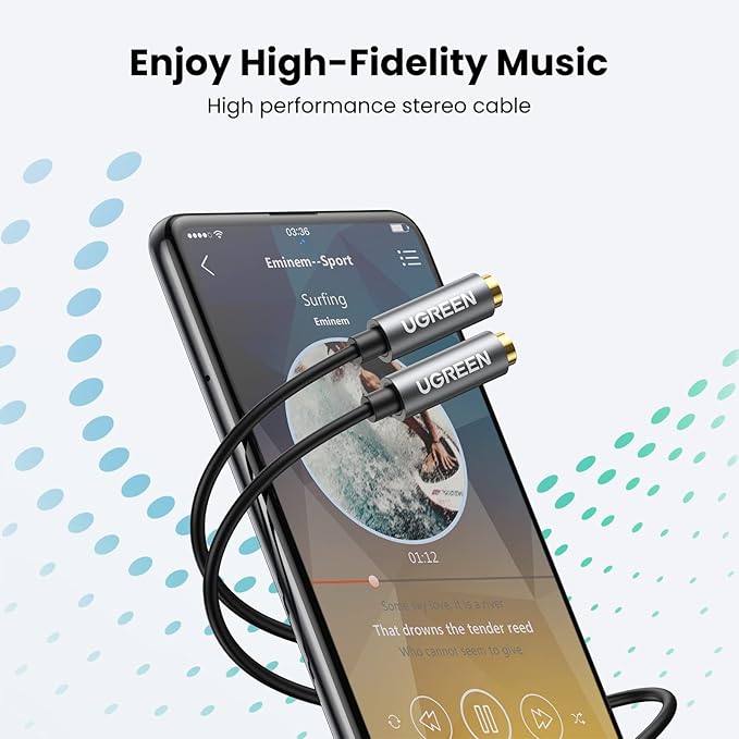 UGREEN Headphone Splitter 3.5mm Audio Stereo Y Splitter Aux Extension Cable - Image 3