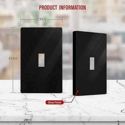 ENERLITES SI8821-BK Duplex Outlet Receptacle Cover, Screwless Wall Plate - Image 2