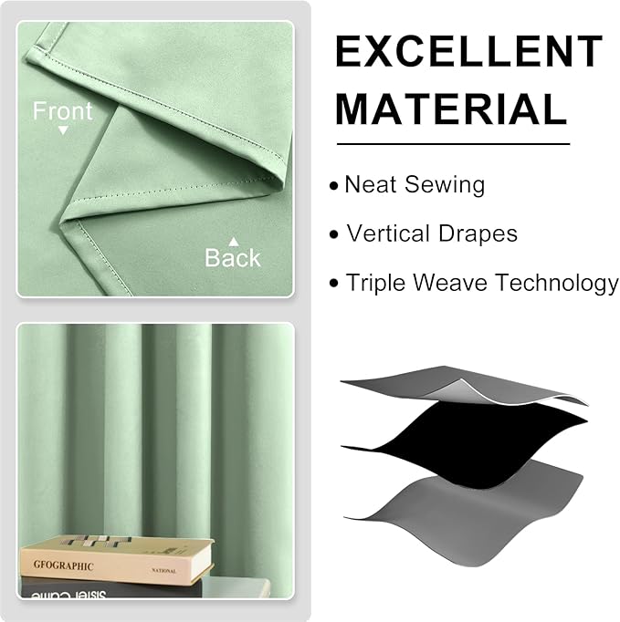 DWCN Light Green Blackout Curtains - Image 5