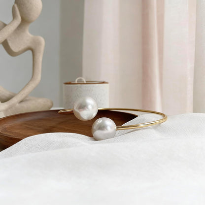 Elegant Pearl Curtain Tiebacks, Gold Metal Circle, 3.94 * 0.98 inches | Double-Pearl