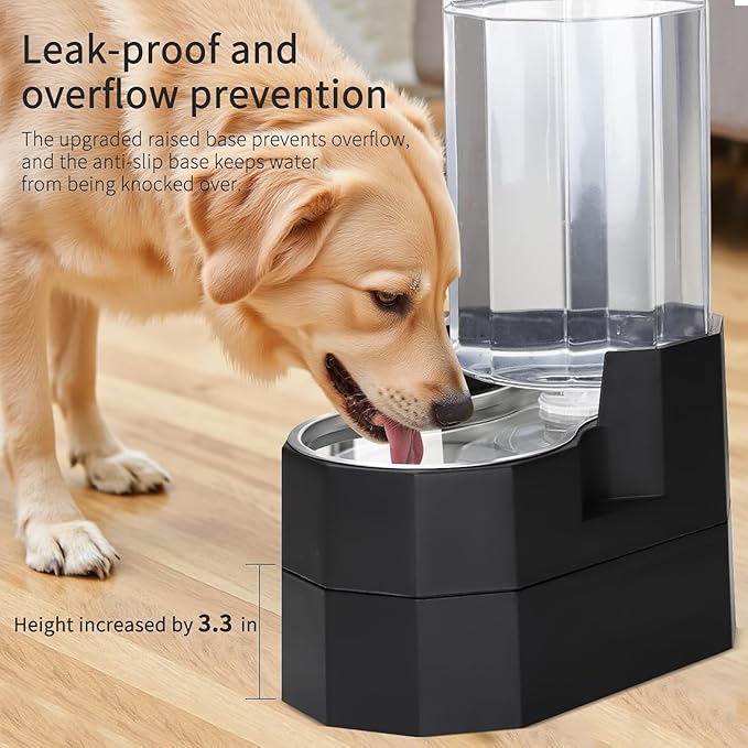 Sfozstra Raised Pet Water Dispenser: 8L Black Automatic Stainless Steel Gravity - Image 6