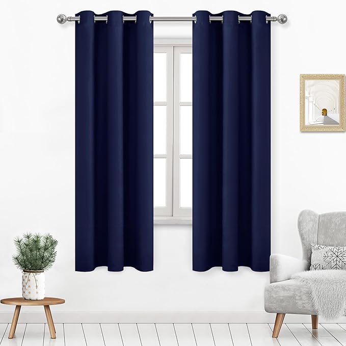 DWCN Navy Blue Blackout Curtains 72 Inch Length, Room Darkening Thermal by DWCN