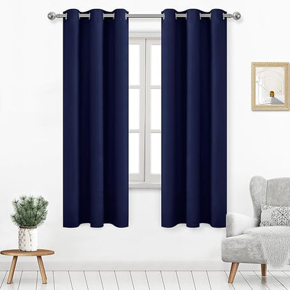DWCN Navy Blue Blackout Curtains 72 Inch Length, Room Darkening Thermal by DWCN