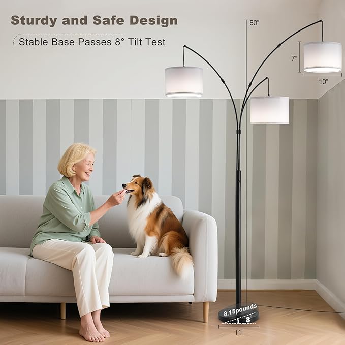 Fansdrick Floor lamp with Remote, 3 Light Arc Floor Lamps - Image 7