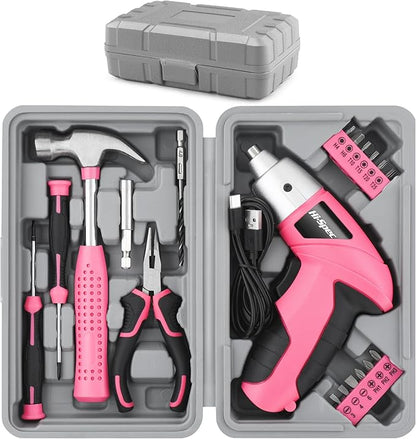 Hi-Spec Electric Screwdriver 19pc 3.6V Pink USB Small Power Screwdriver Set. by Hi-SpecToolsUSA