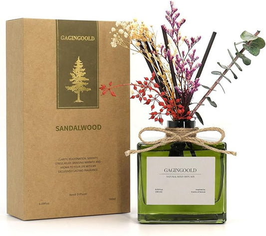 Reed Diffuser, 6.09 oz Earthy Sandalwood Scent Diffuser by GAGINGOOLD