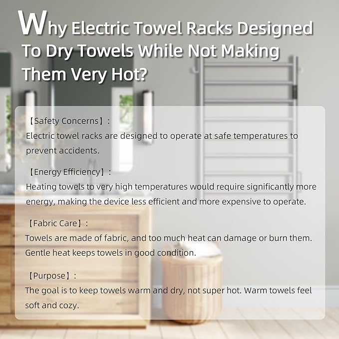 P&Bhusri Heated Towel Rack for Bathroom, Wall Mounted Electric Towel Rack - Image 9