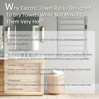 P&Bhusri Heated Towel Rack for Bathroom, Wall Mounted Electric Towel Rack - Image 9