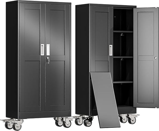 61" H Metal Garage Storage Cabinet, Rolling Tool Cabinet by erosoei
