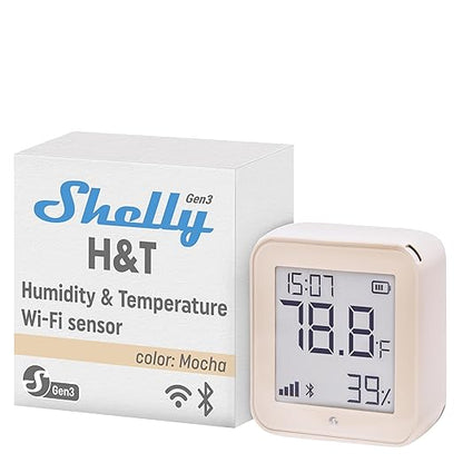 Shelly H&T Gen3 Mocha | Wi-Fi and Bluetooth Smart Temperature & Humidity Sensor by Shelly