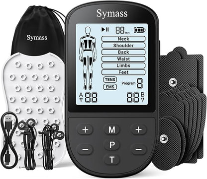 TENS Unit Muscle Stimulator, EMS Massager Machine, Dual Channel Electronic by Symass