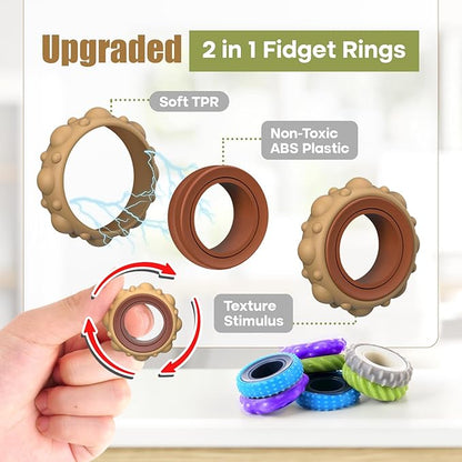 Fidget Toys Adults Sensory Rings: 12 Pack Texture Spinner Rings - Image 5