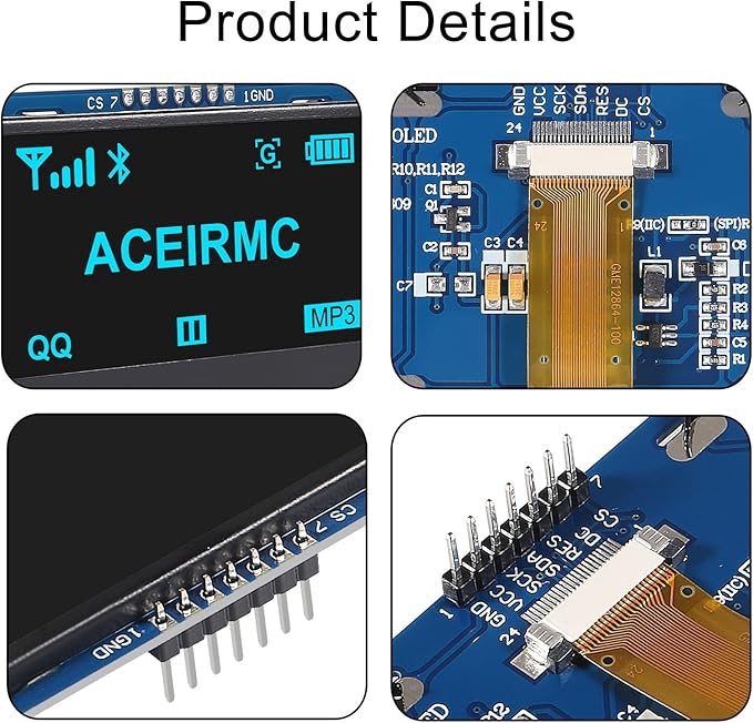 ACEIRMC 2.42 inch 128x64 OLED LCD Display Module SSD1309 7 Pin SPI/IIC I2C - Image 4