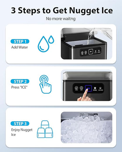 Aeitto Nugget Ice Maker 40Lbs/24H, Countertop Soft Chewable Ice Pebble Ice - Image 6