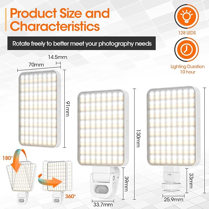 JINGCOOL Magnetic Selfie Light, Portable Phone Light Clip, Rechargeable Ring - Image 6
