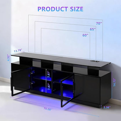 ansefe 70 Inch Black TV Stand - Image 3