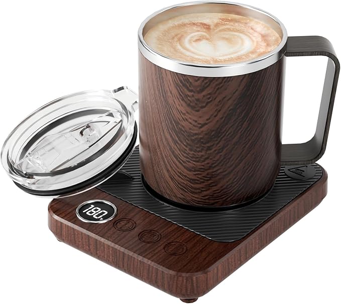 Coffee Mug Warmer & Mug Set for Desk, Smart Coffee Cup Warmer by MakeYourLifeEasier