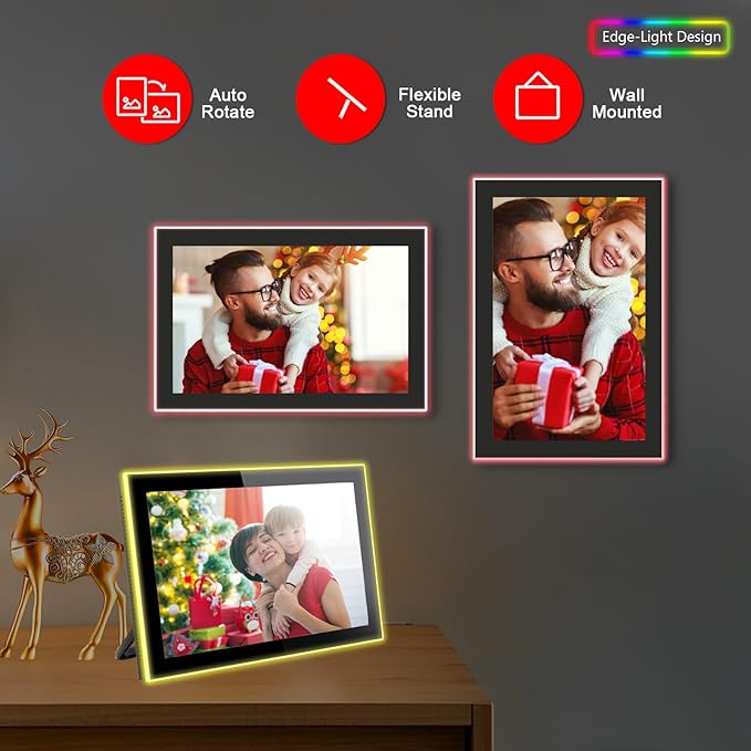 FRAMEO WiFi Digital Picture Frame, Edge-Light Design10.1 inch Photo Frame 32GB - Image 4