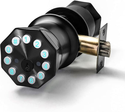 Black Door Knobs with Digital Keypad Lock, Electronic Door Lock with Handle by JESSTTI